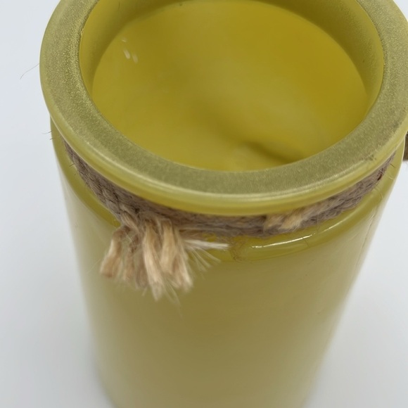 “Genuine & Crafted Original” Yellow Glass Jar/Vase with Rope Handle - Picture 12 of 16